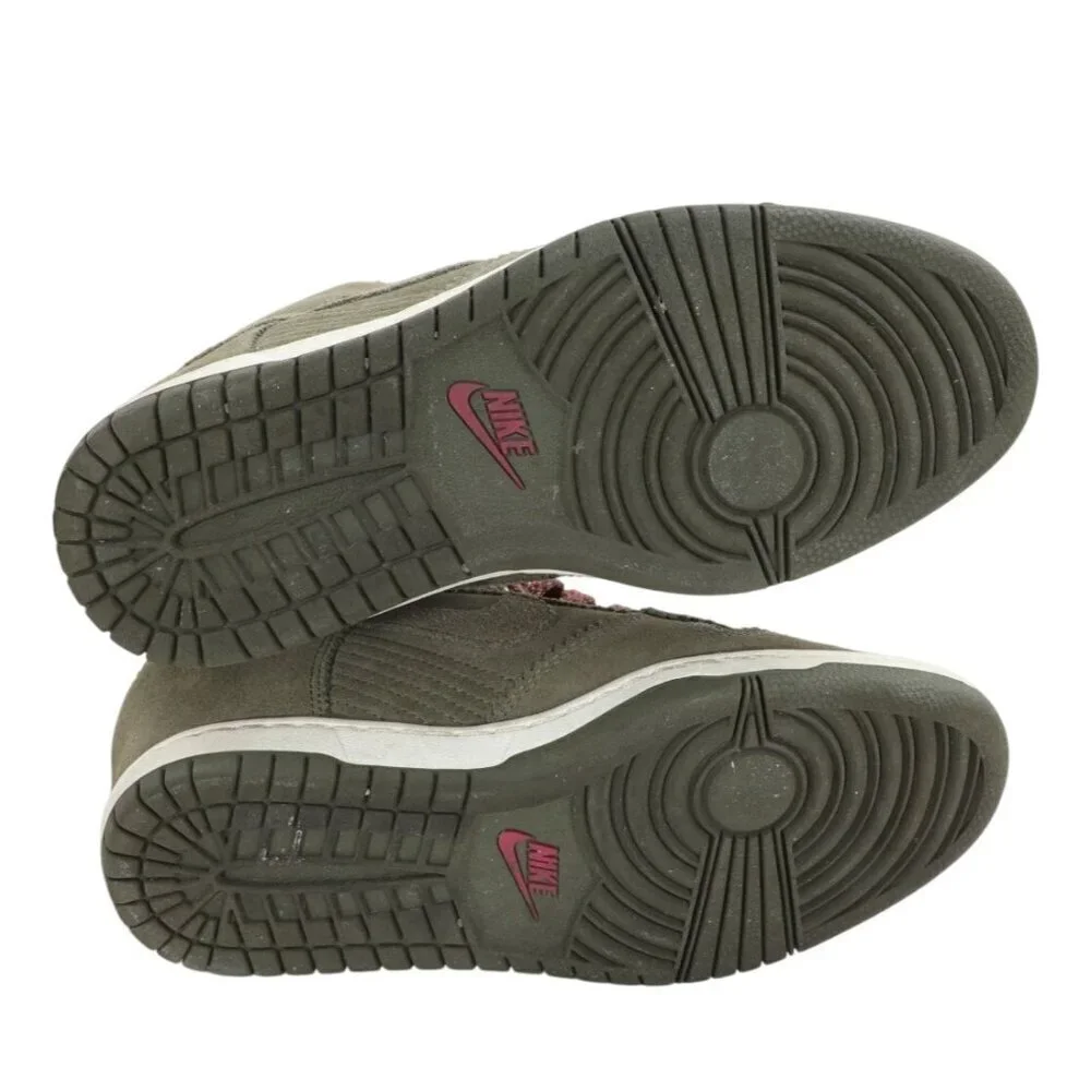 Nike Dunk Sky Hi Medium Olive Green Suede Sneakers Wedge Heelm Womens Size 8 NWB